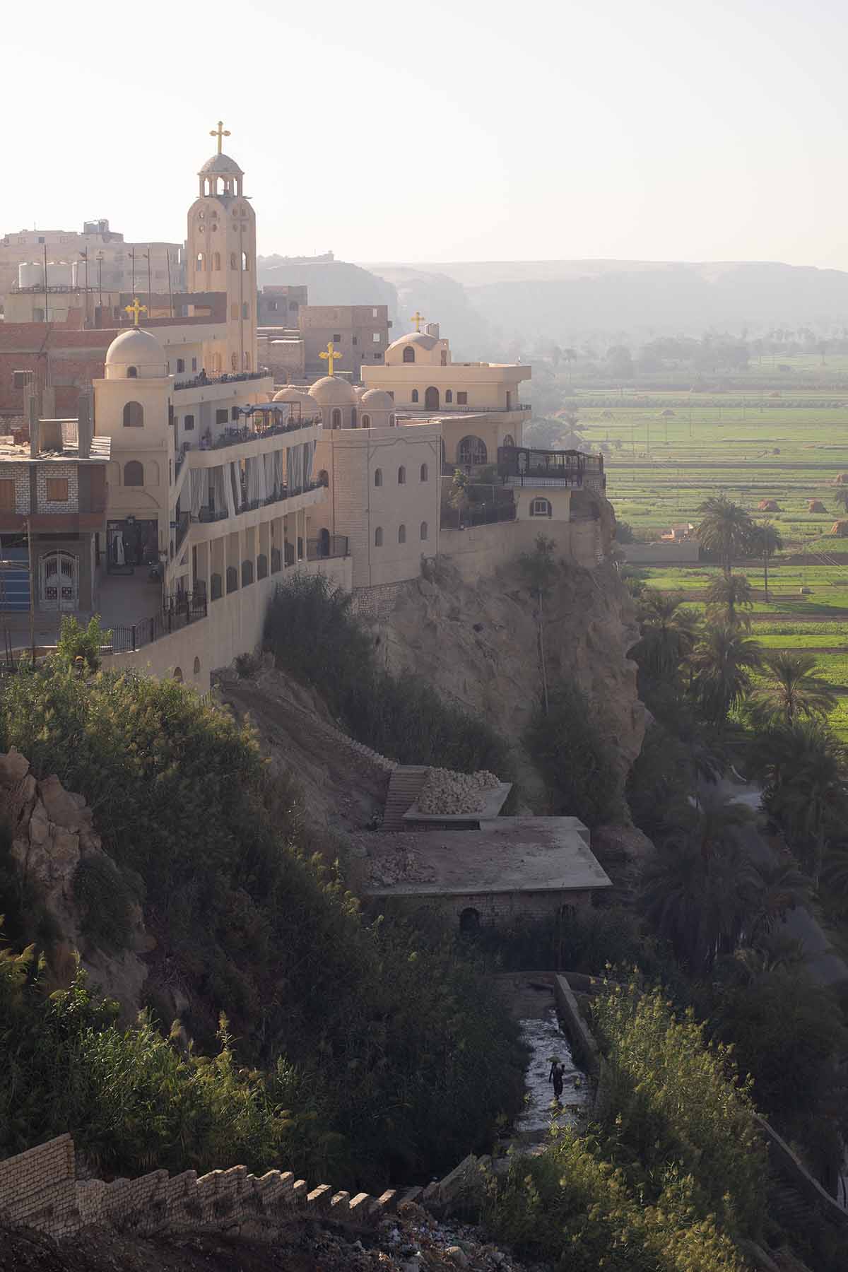 View from the top of Jebel al-Tayr's sizeable Christian complex, Egypt