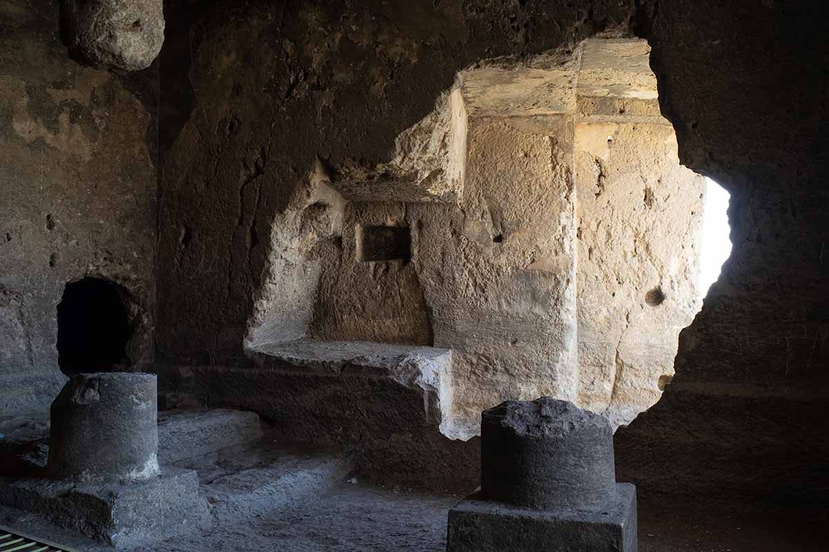 Ruins of rock-hewn church at Akoris, Middle Egypt (north of Minya)