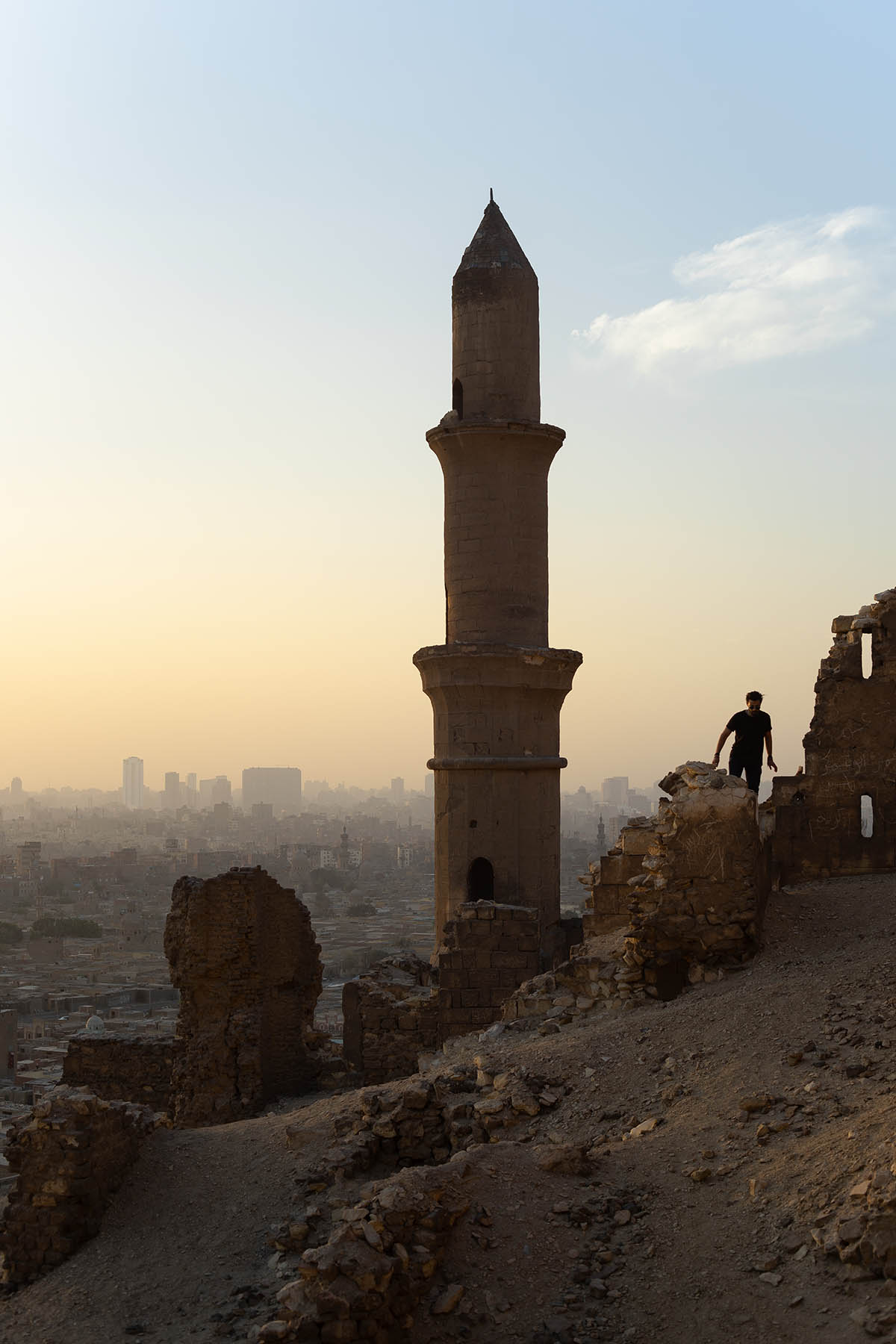 Visitor at the Al-Khalwati Complex Minaret, Cairo