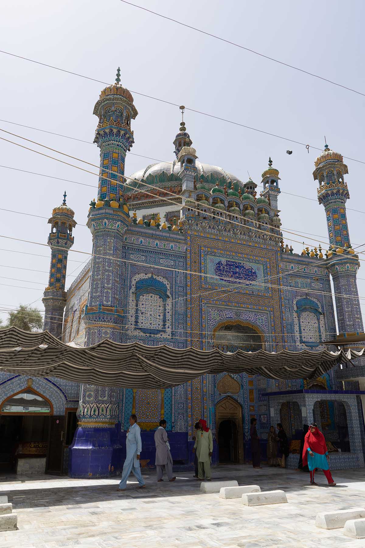 Pilgrims outside Daraza's famous shrine of Sachal Sarmast