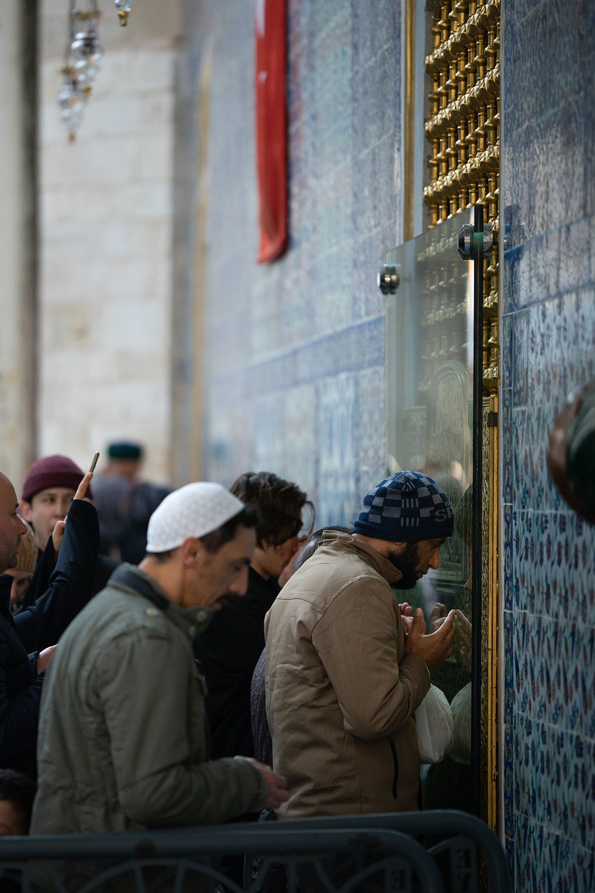 Worshippers in the courtyard of the Shrine of Abu Ayyub al-Ansari, Istanbul (Eyup)