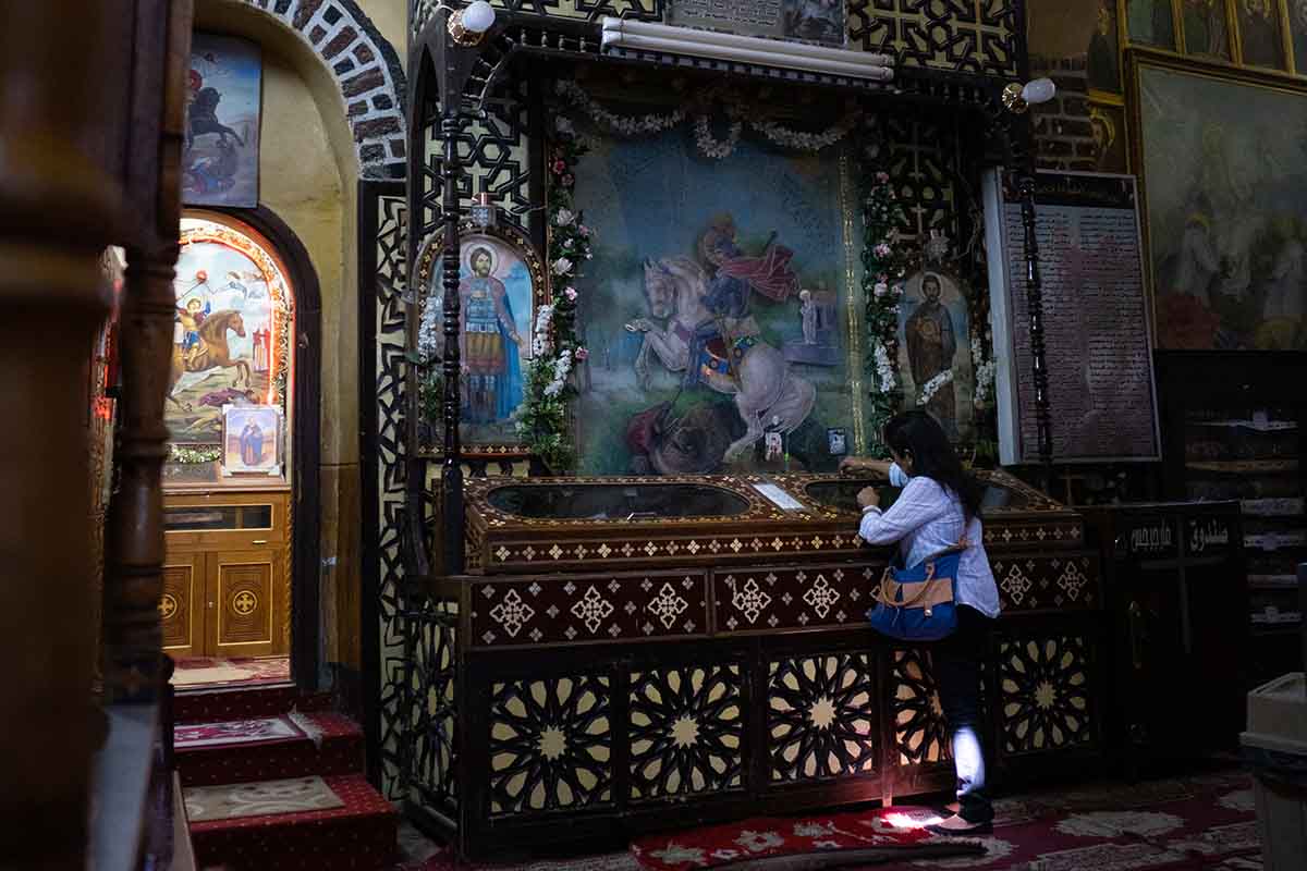 Worshipper at the Church of the Great Martyr Mar Girgis