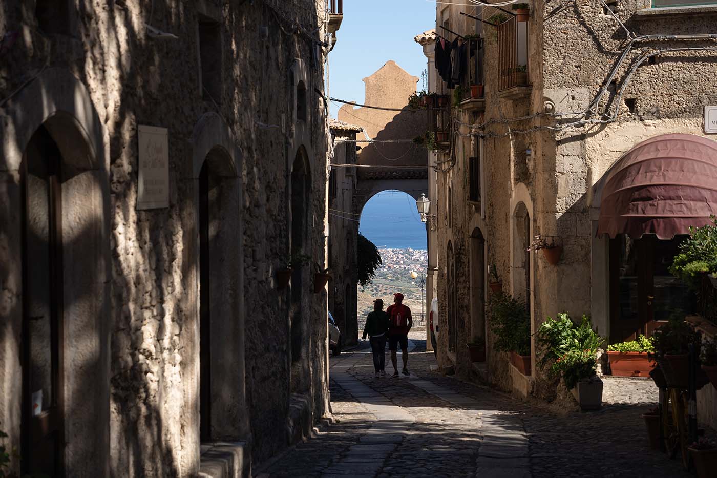 Porta del Sole and the Ionian coast, Gerace, Calabria